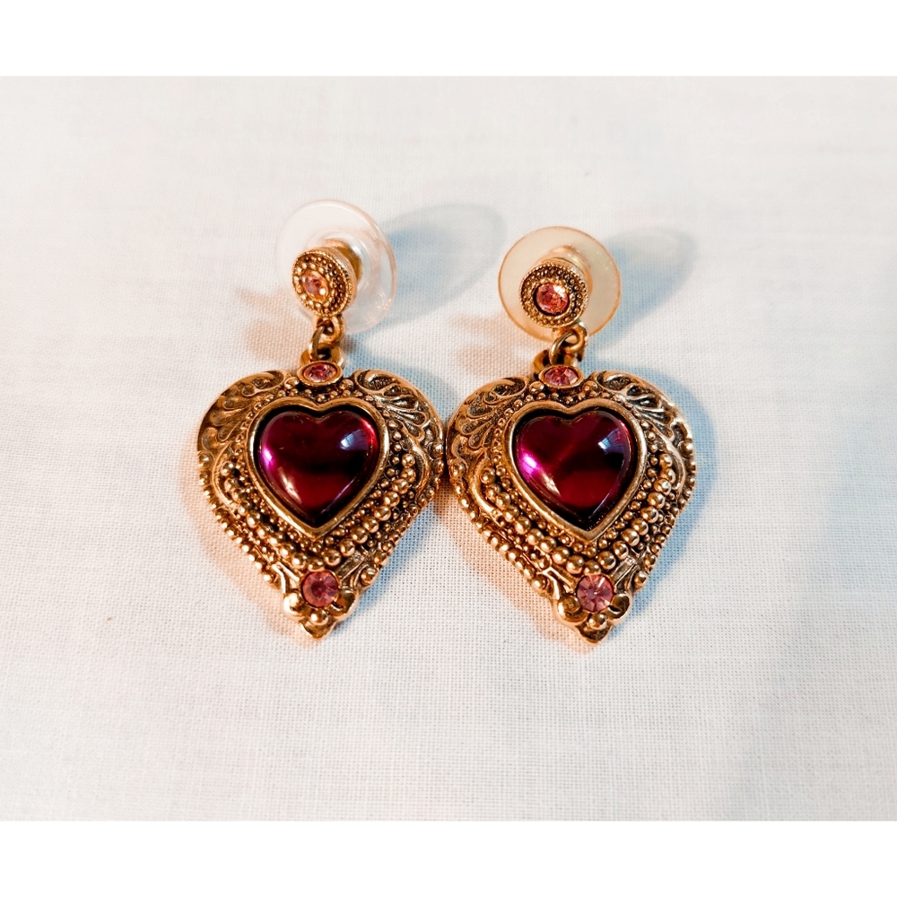 Vintage Monet Gold Heart Earrings